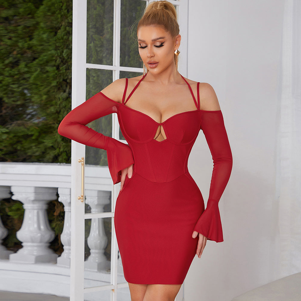 Spaghetti Strap Mini Bandage Dress - Dresses - DINIBLO 