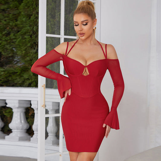 Spaghetti Strap Mini Bandage Dress - Dresses - DINIBLO 