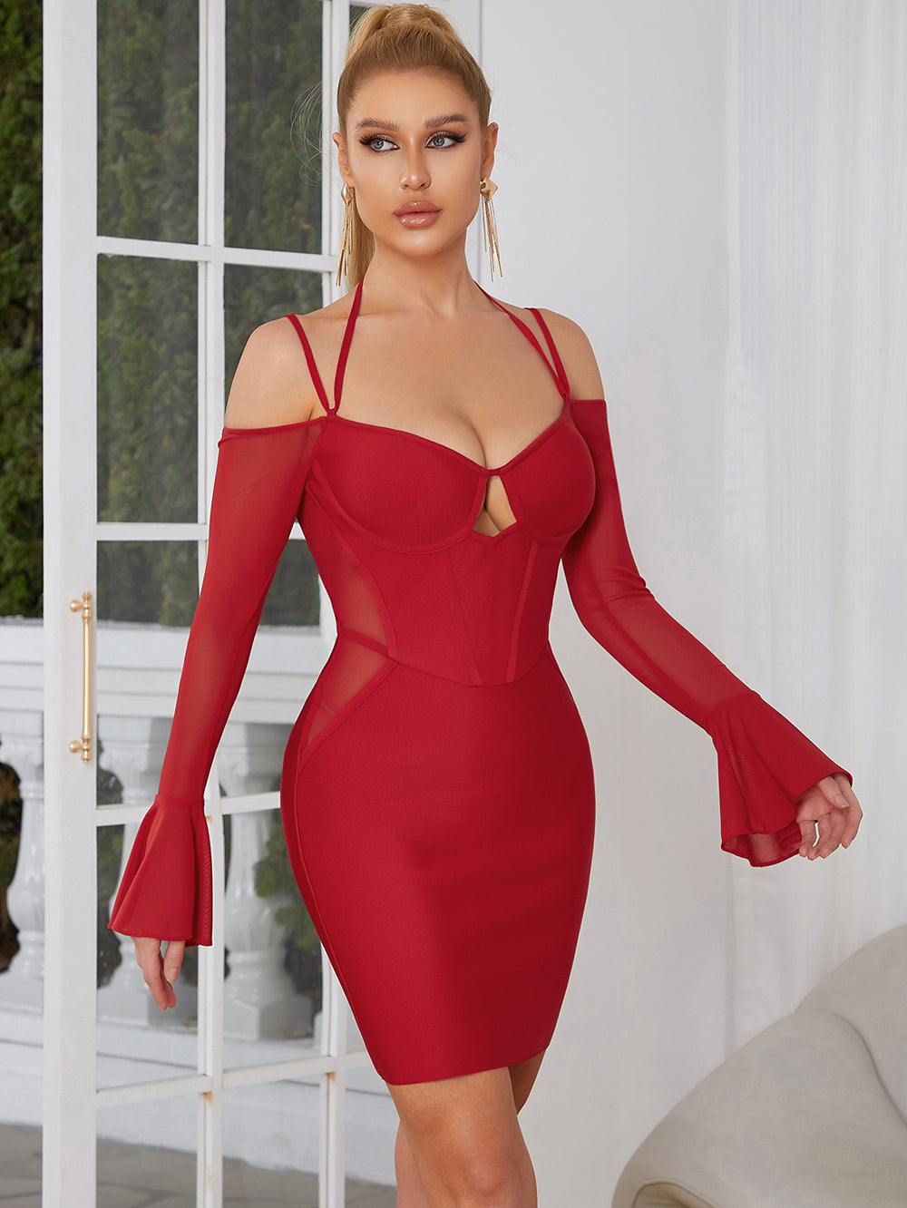 Spaghetti Strap Mini Bandage Dress - Dresses - DINIBLO 