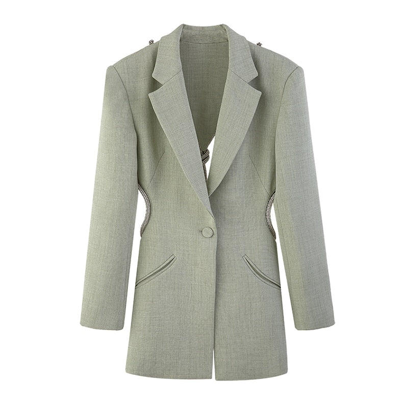 Green Backless Diamond Blazer -  - DINIBLO 