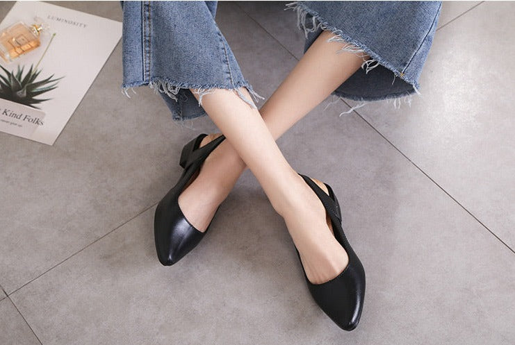 Women Sandals Pointed Toe Chunky Med High Heels -  - DINIBLO 