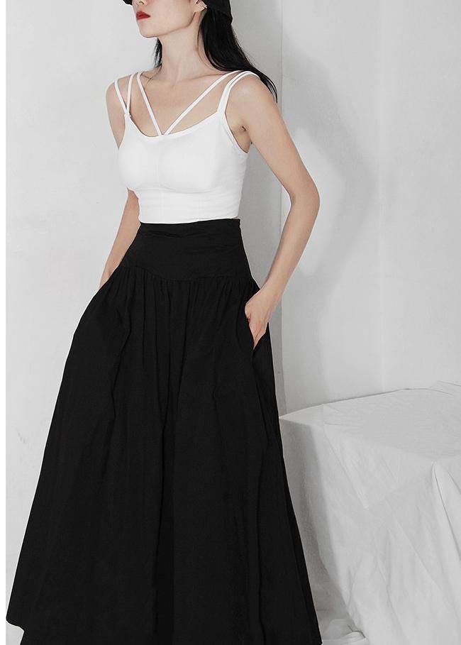 Italian Black High Waist Cinched  Skirts Summer - Skirts - DINIBLO 