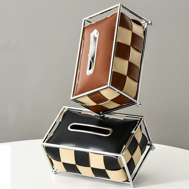 Leather Checkerboard Tissue Box - Tissue Box - DINIBLO 