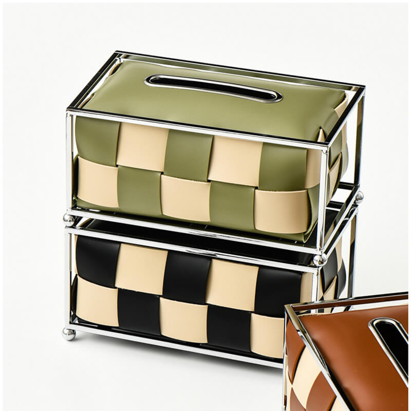 Leather Checkerboard Tissue Box - Tissue Box - DINIBLO 