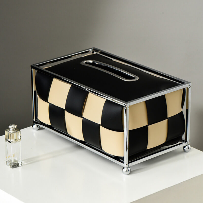 Leather Checkerboard Tissue Box - Tissue Box - DINIBLO 