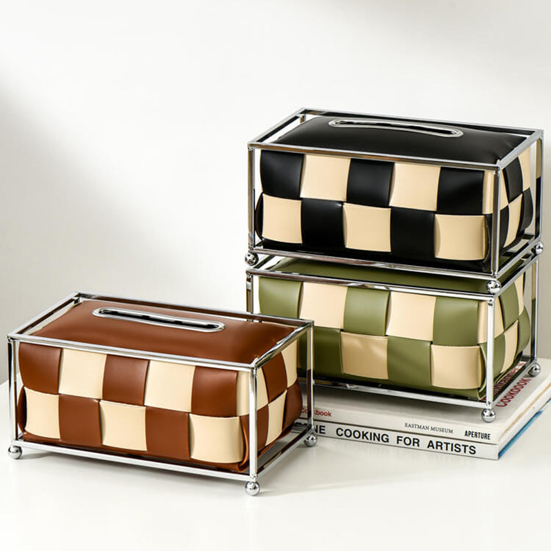 Leather Checkerboard Tissue Box - Tissue Box - DINIBLO 