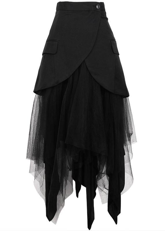 Modern Black Patchwork tulle Summer High Waist Skirt - Skirts - DINIBLO 