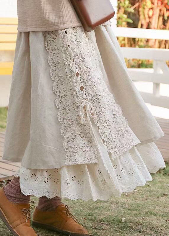 Modern Khaki Lace Patchwork Cute Skirts Spring - Skirts - DINIBLO 