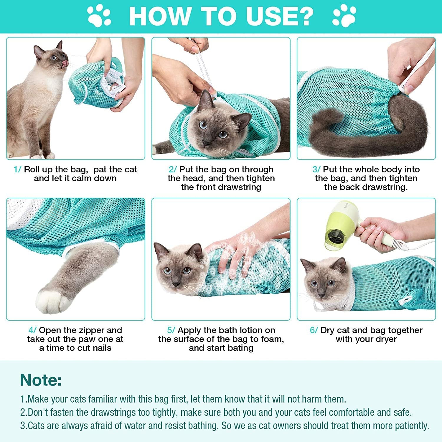 Multi-functional Pet Grooming Bath Bag - Cat Apparel - DINIBLO 