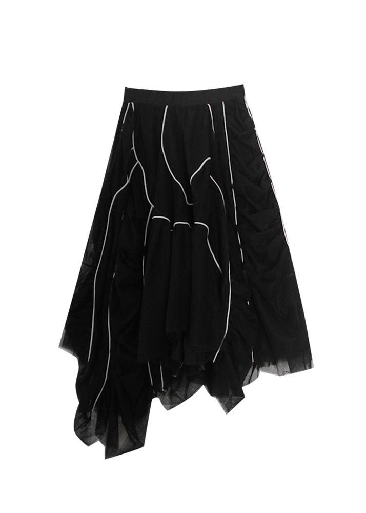 Natural Black Cinched Striped  Skirts Summer - Skirts - DINIBLO 