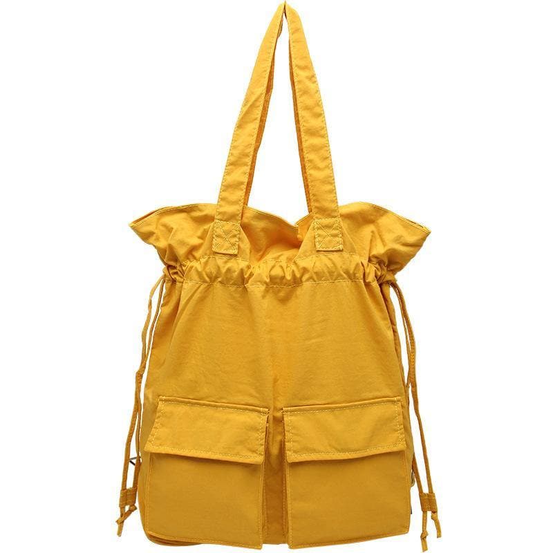 New outfit Design Double Front Pockets Simple Drawstring yellow Backpacks -  - DINIBLO 