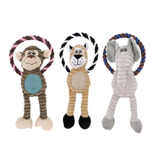 Pet Dog Rope Ring Plush Squeaky Toys - Dog Toys - DINIBLO 