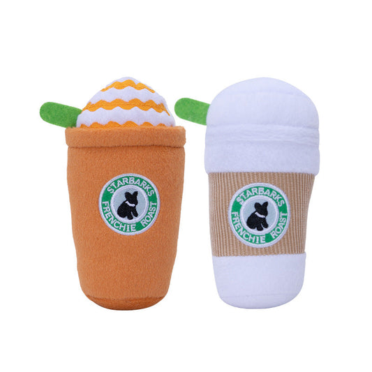 Dog Plush Squeaky Toys Coffee Cup - Dog Toys - DINIBLO 