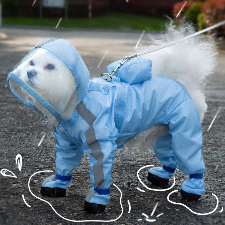 Pet Dog Raincoat Full-cover With Pull - Dog Apparel - DINIBLO 