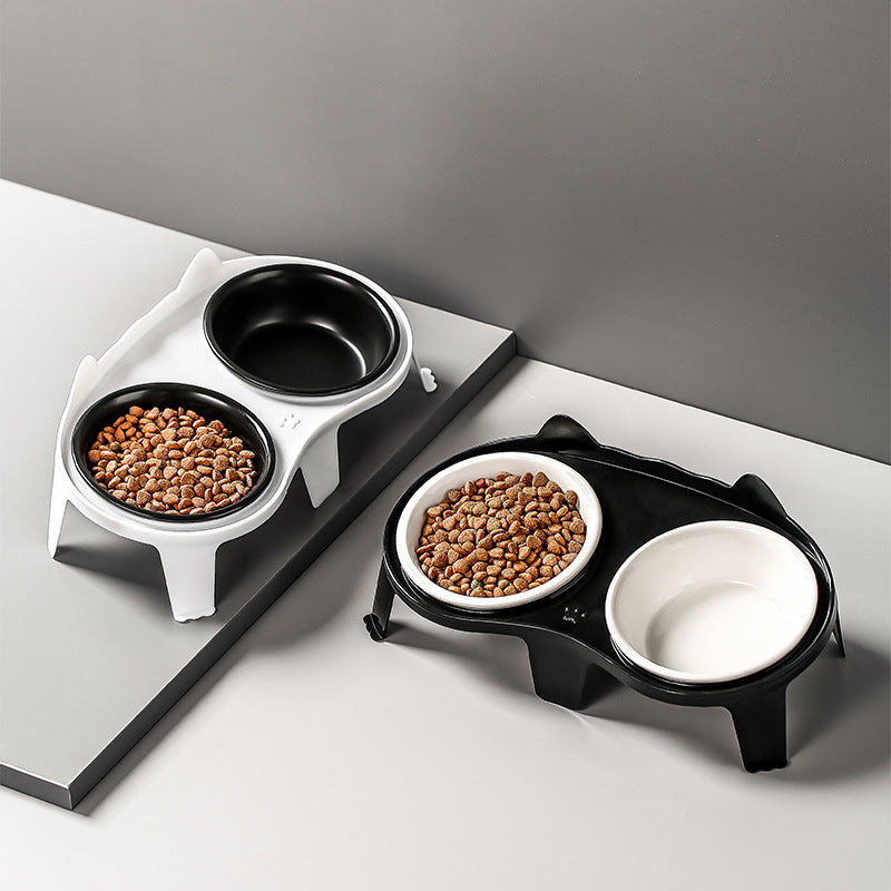 Cat Food Ceramic Bowl Double Bowl - Pet Bowls, Feeders & Waterers - DINIBLO 