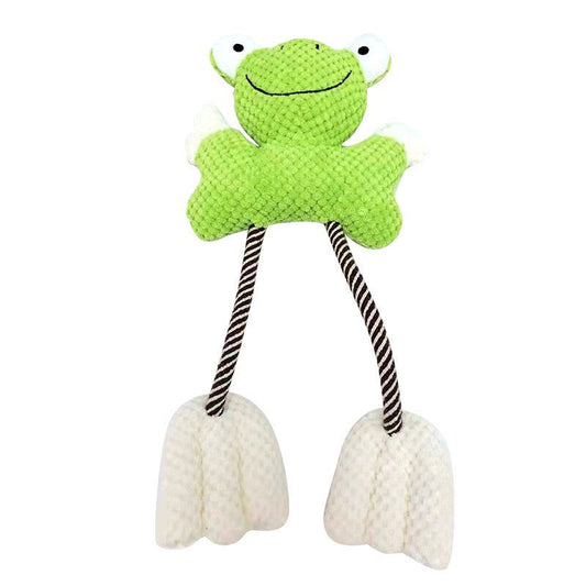 Pet Dog Plush Squeaky Toys Rope Frog - Dog Toys - DINIBLO 