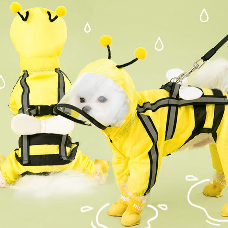 Puppy Dog Pet Raincoat Yellow Bee Cute - Dog Apparel - DINIBLO 