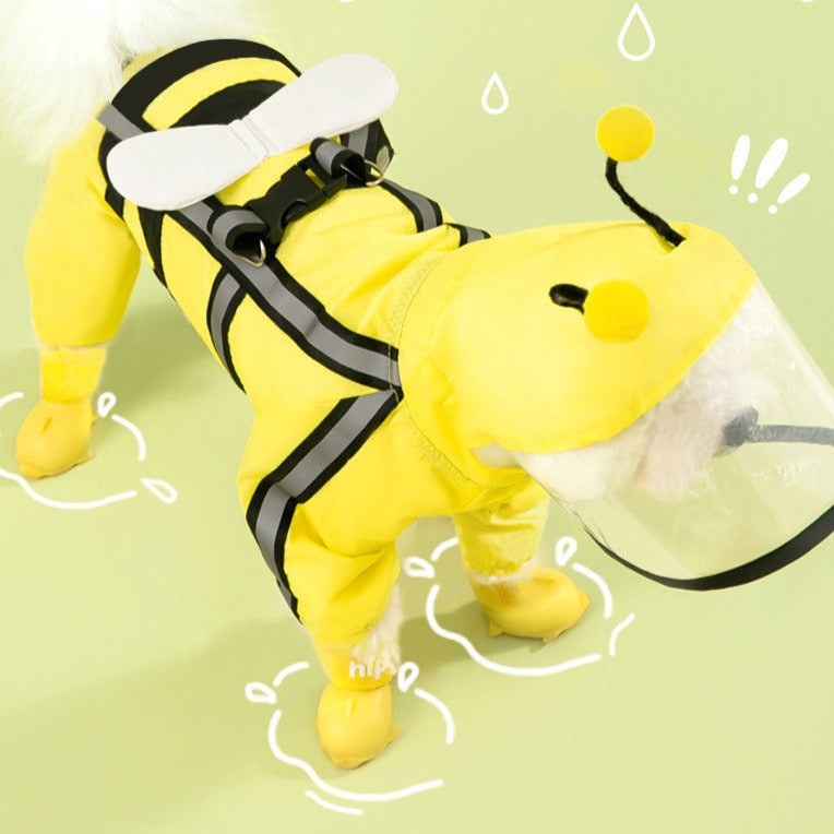 Puppy Dog Pet Raincoat Yellow Bee Cute - Dog Apparel - DINIBLO 