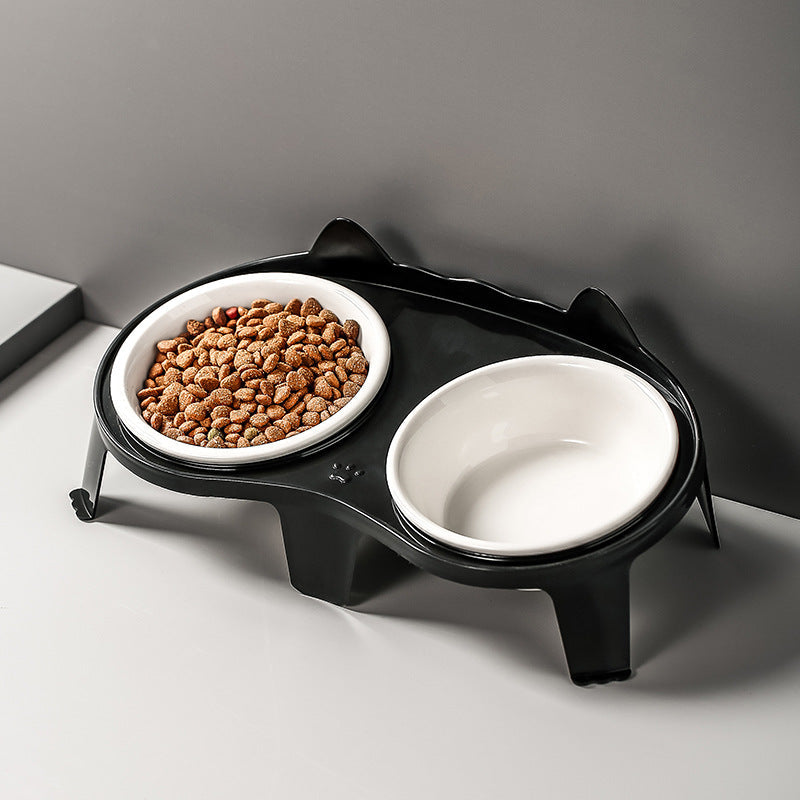 Cat Food Ceramic Bowl Double Bowl - Pet Bowls, Feeders & Waterers - DINIBLO 