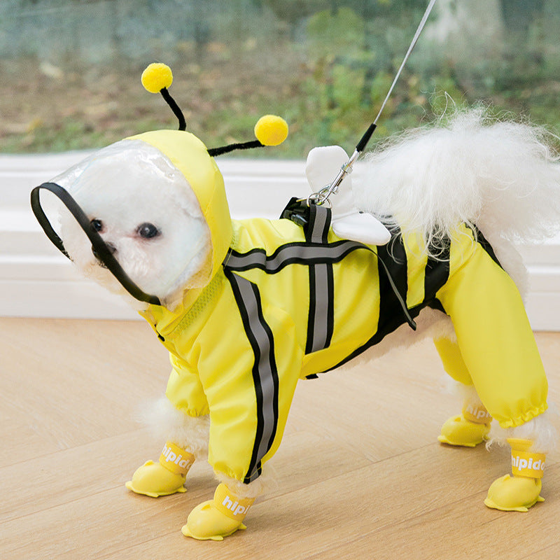 Puppy Dog Pet Raincoat Yellow Bee Cute - Dog Apparel - DINIBLO 