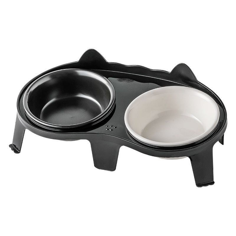 Cat Food Ceramic Bowl Double Bowl - Pet Bowls, Feeders & Waterers - DINIBLO 