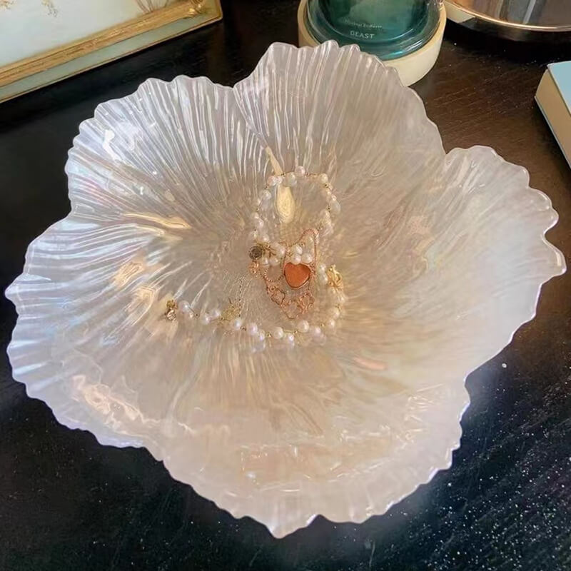 Pearlescent Flower-Shaped Glass Storage - Storage - DINIBLO 