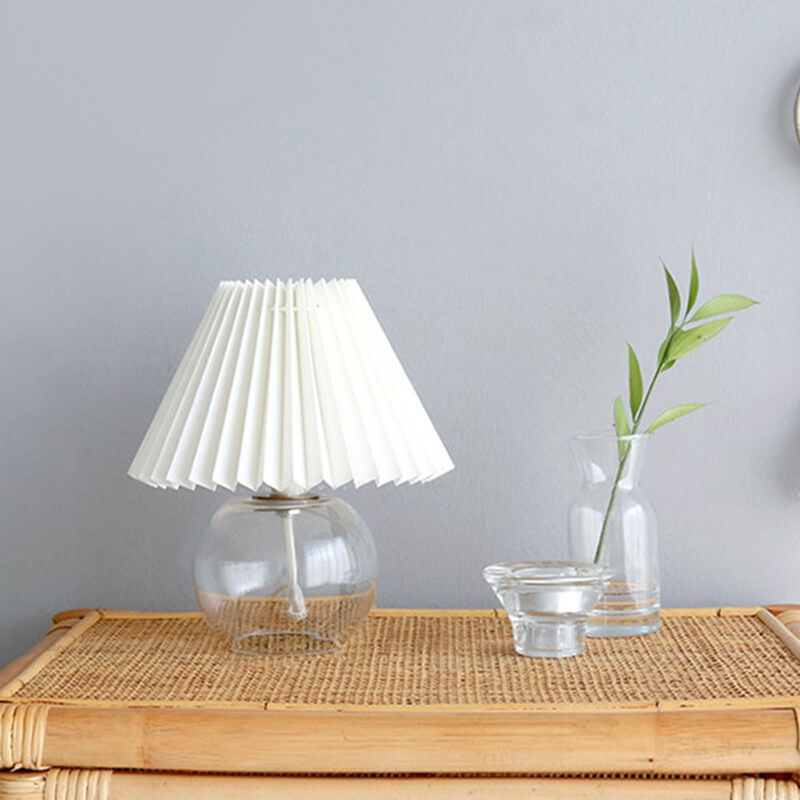 Pleated Glass Base Table Lamp - Table Lamp - DINIBLO 