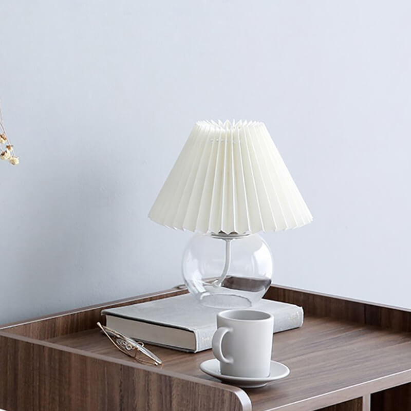 Pleated Glass Base Table Lamp - Table Lamp - DINIBLO 