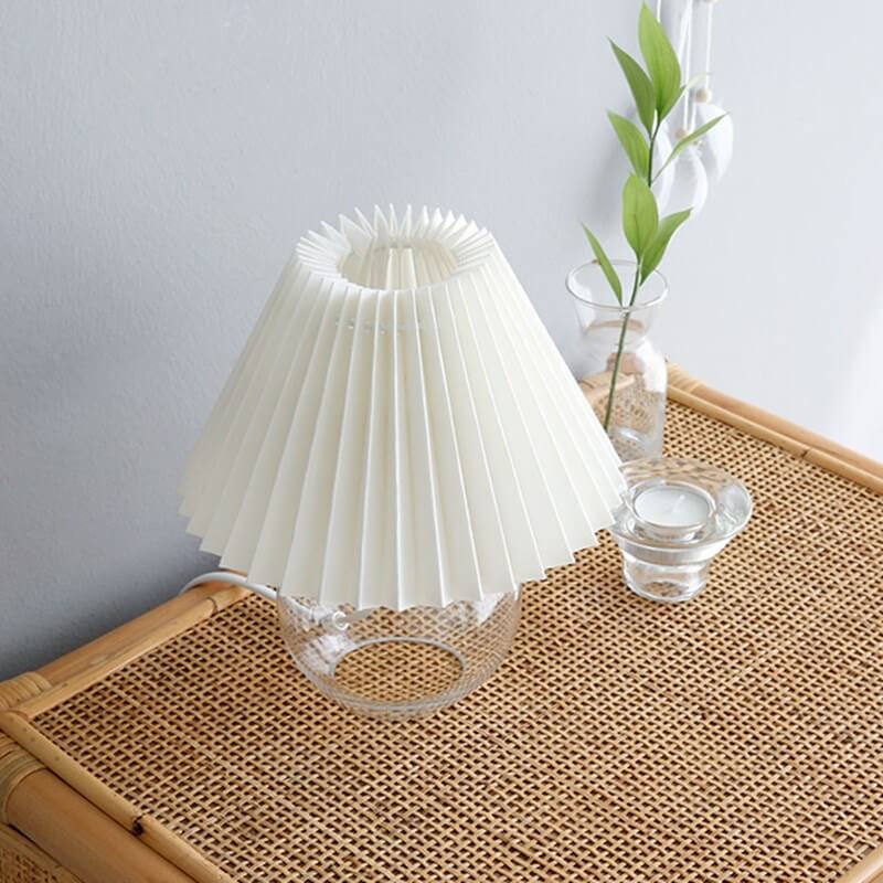 Pleated Glass Base Table Lamp - Table Lamp - DINIBLO 