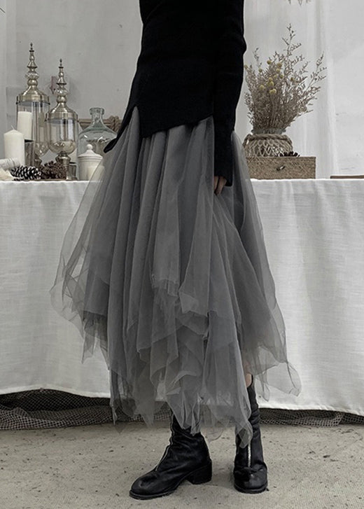 Plus Size Grey Patchwork Cute Tulle Skirts Spring - Skirts - DINIBLO 