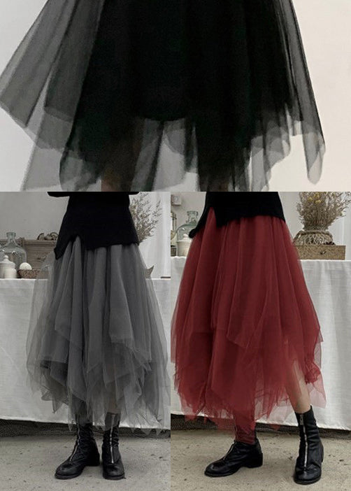 Plus Size Grey Patchwork Cute Tulle Skirts Spring - Skirts - DINIBLO 