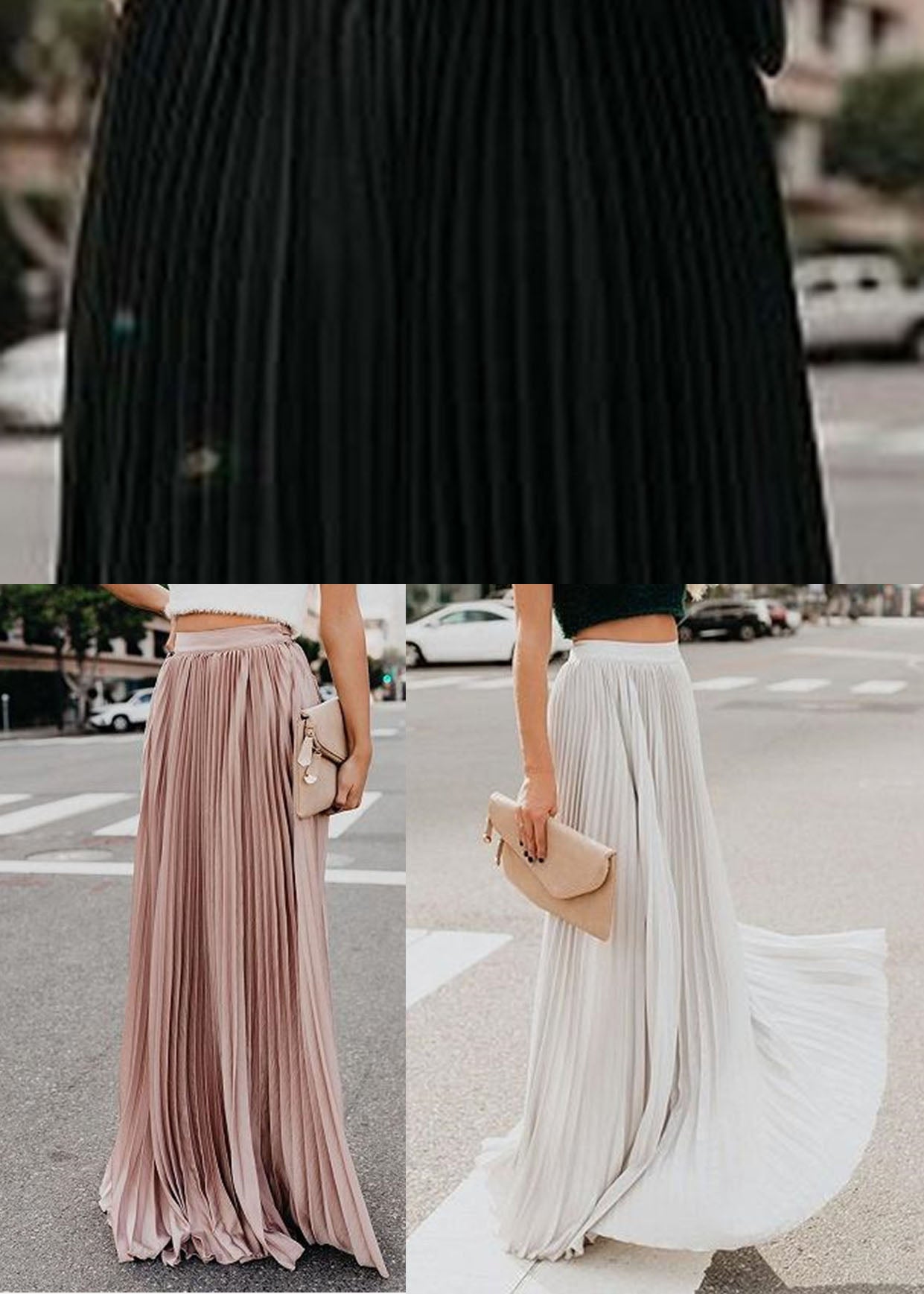 Plus Size Solid Pink High Waist wrinkled Chiffon A Line Skirts summer - Skirts - DINIBLO 