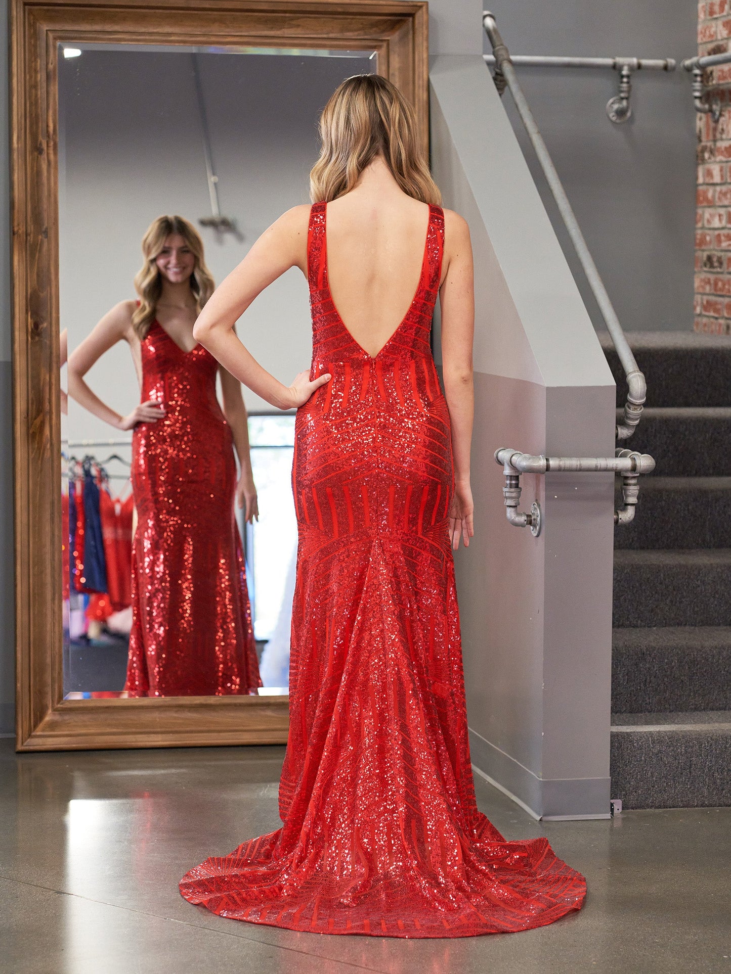 Nina |Mermaid Deep V Neck Sequins Prom Dress - Prom Dress - DINIBLO 