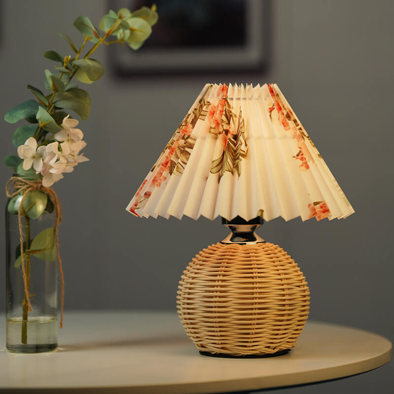 Rattan Pleated Table Lamp - LAMP - DINIBLO 