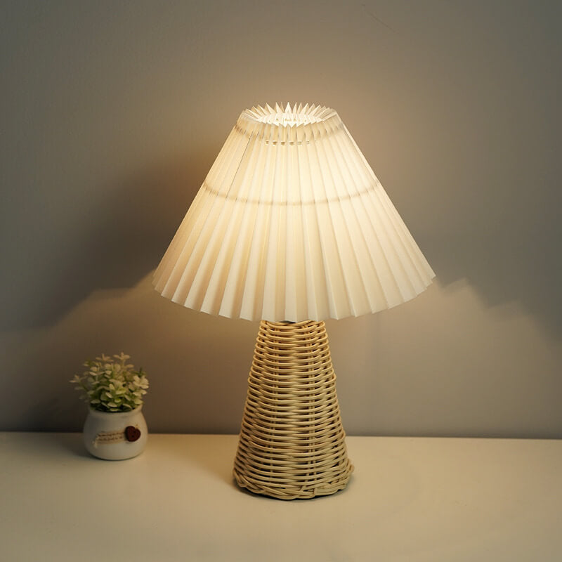 Rattan Pleated Table Lamp - LAMP - DINIBLO 