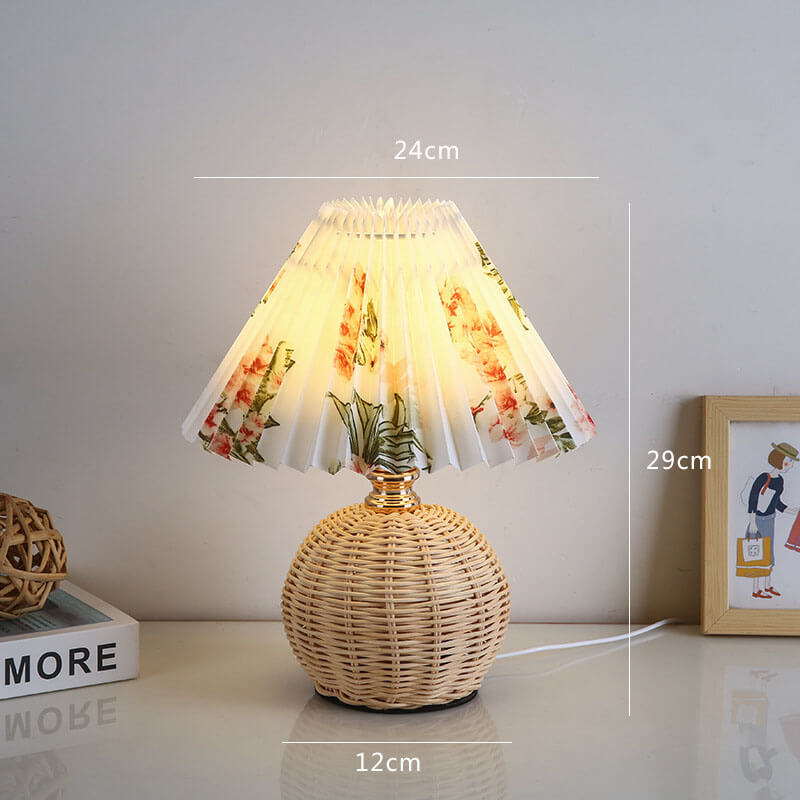 Rattan Pleated Table Lamp - LAMP - DINIBLO 