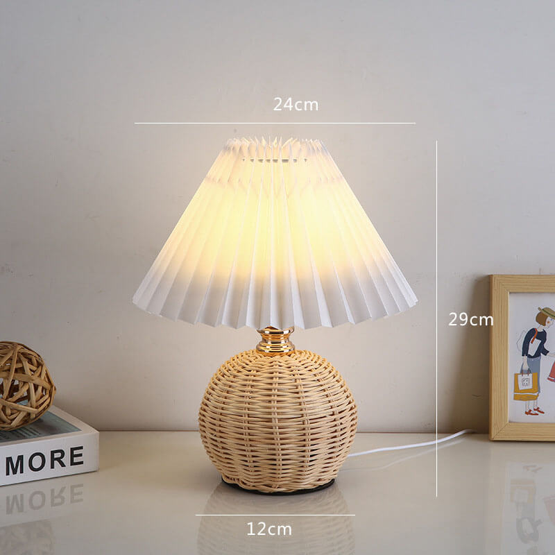 Rattan Pleated Table Lamp - LAMP - DINIBLO 