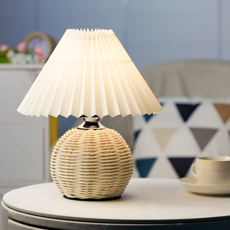 Rattan Pleated Table Lamp - LAMP - DINIBLO 