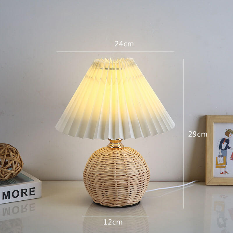 Rattan Pleated Table Lamp - LAMP - DINIBLO 