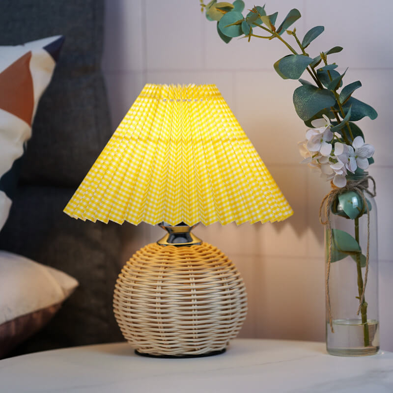 Rattan Pleated Table Lamp - LAMP - DINIBLO 