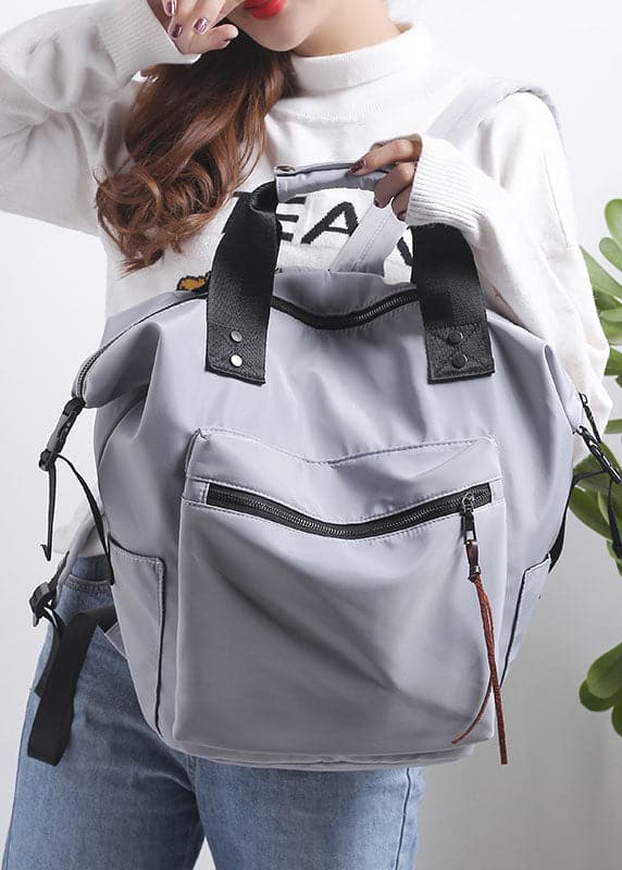 Retro Grey Solid Cotton Backpack Bag - Backpack Bag - DINIBLO 