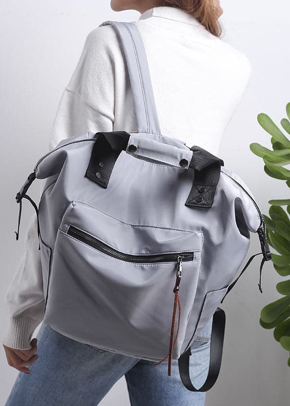 Retro Grey Solid Cotton Backpack Bag - Backpack Bag - DINIBLO 