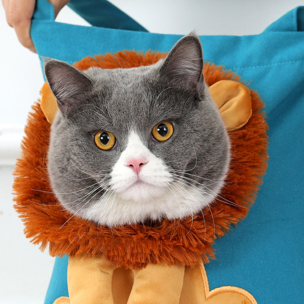 Lion Shaped Cat Carrying Canvas Bag Pet Carrier - Pet Carriers & Crates - DINIBLO 