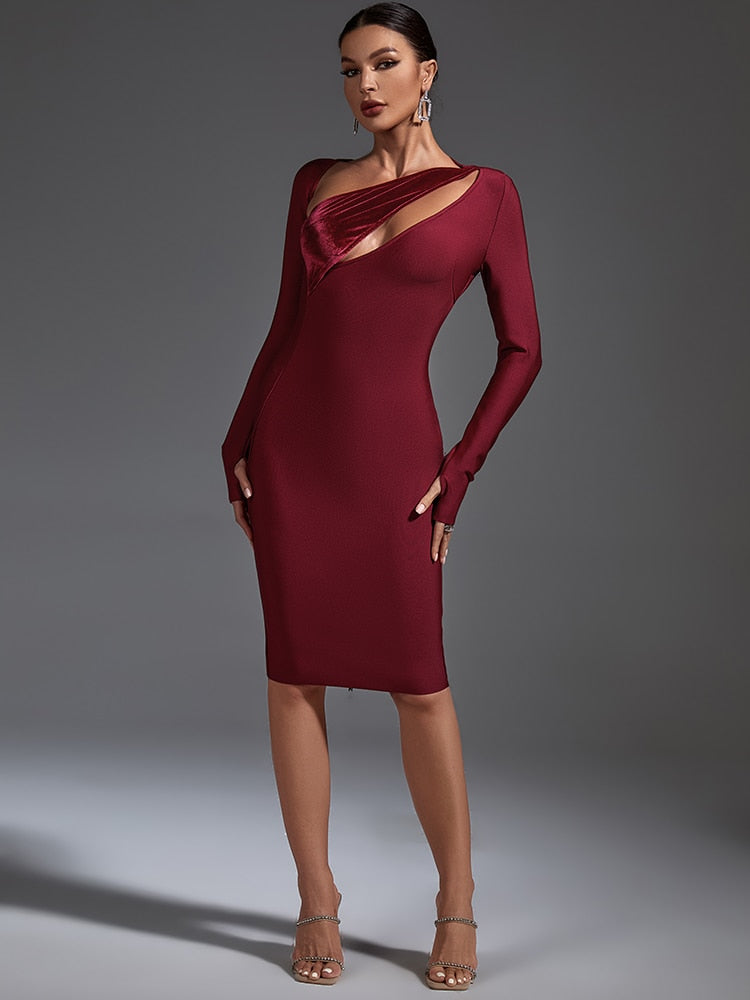 Chic Long Sleeve Cut-Out Dress - Dresses - DINIBLO 