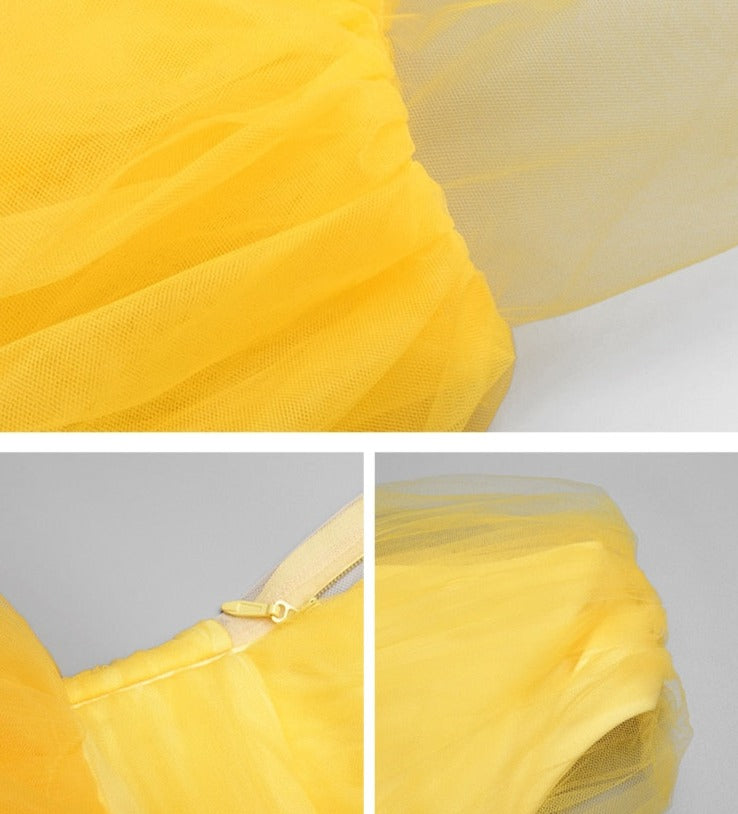 Lush Yellow One-Shoulder Dress -  - DINIBLO 