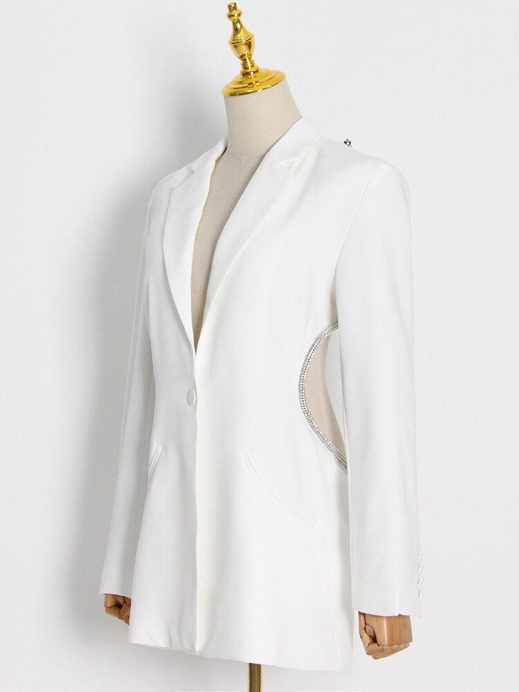 White Backless Diamond Blazer -  - DINIBLO 