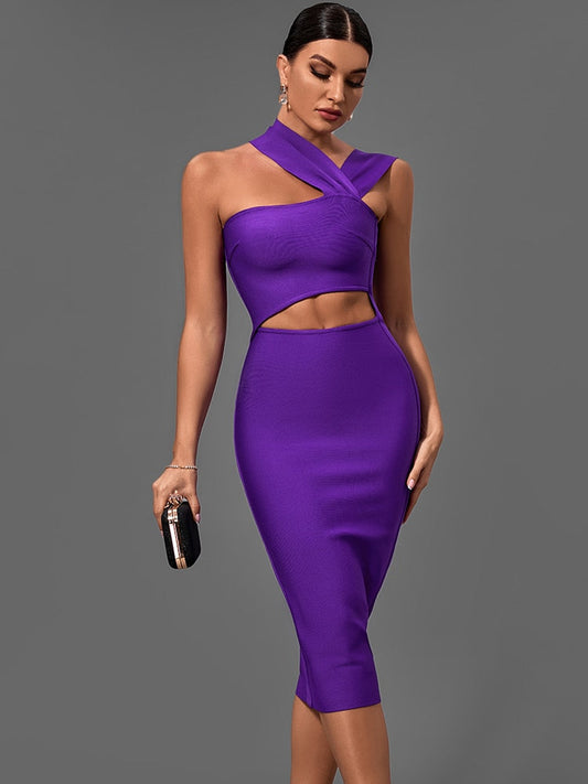 Adorable Purple Cut Out Bodycon Dress - Dresses - DINIBLO 