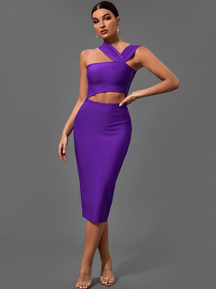 Adorable Purple Cut Out Bodycon Dress - Dresses - DINIBLO 