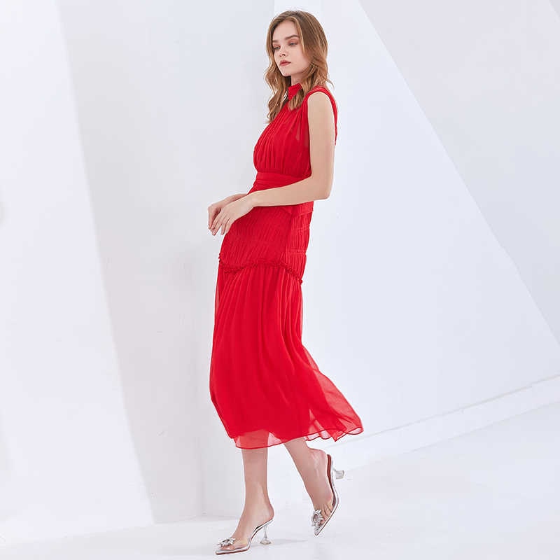 Long Chiffon Dress With Gathers -  - DINIBLO 