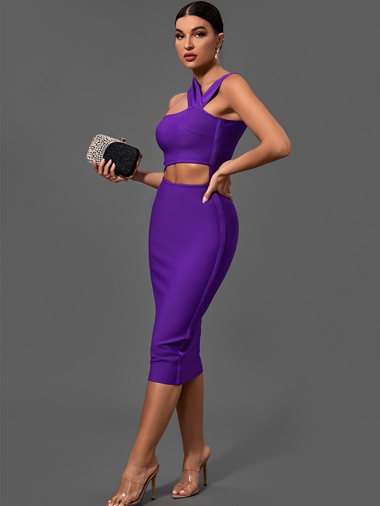 Adorable Purple Cut Out Bodycon Dress - Dresses - DINIBLO 